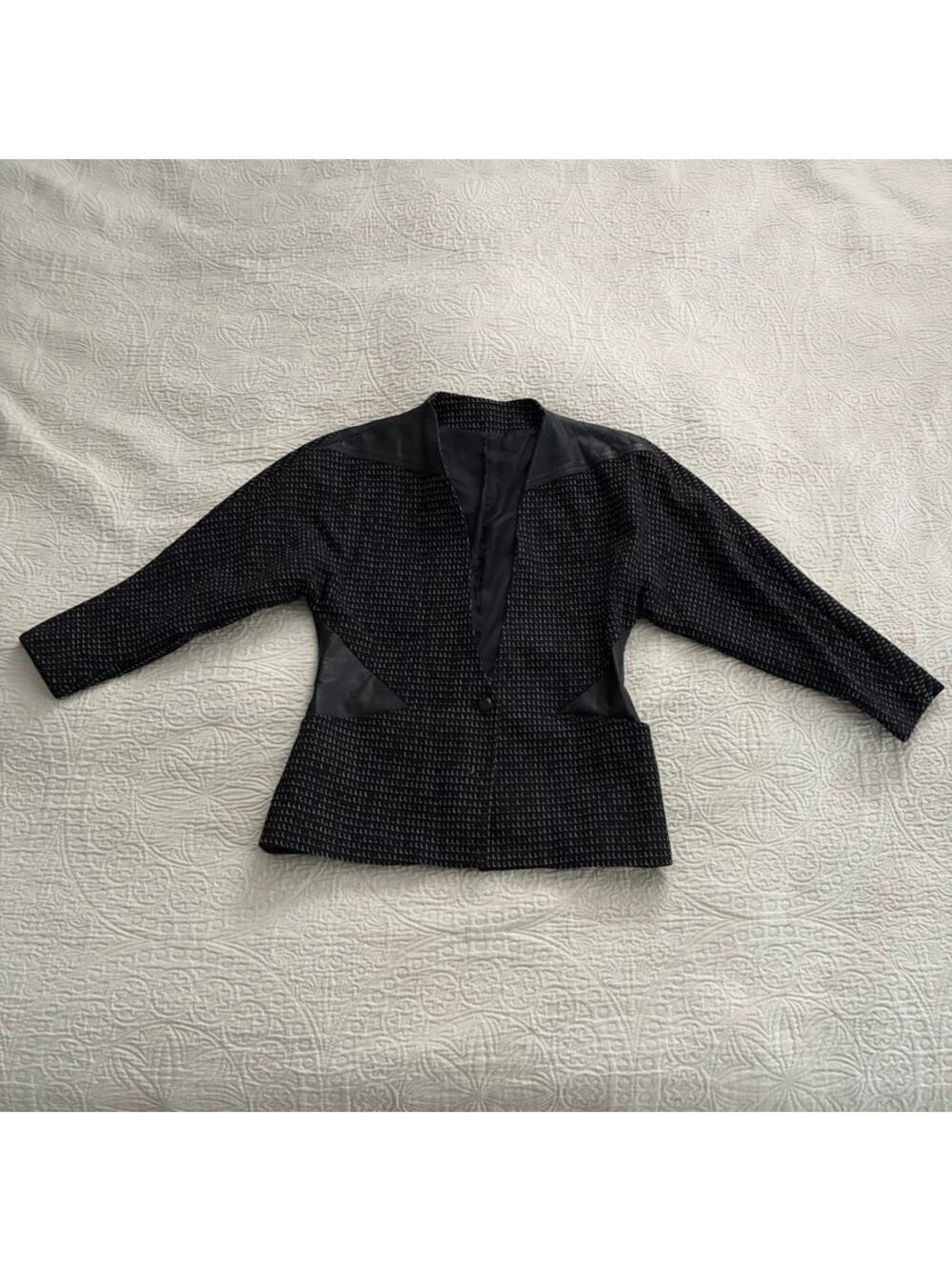 80s BLACK Leather Trim JACKET, Paul Stanley/CoCo Beland M